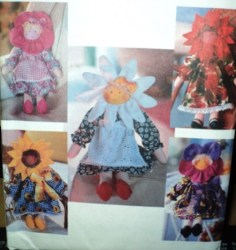 9492 SIMPLICITY 17'' PANSY, ROSE, DAISY, SUNFLOWER DOLLS PATTERN
